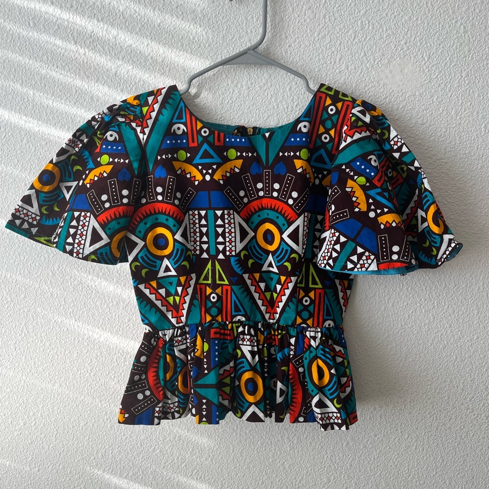 Colorful African Print Top Size 4-6